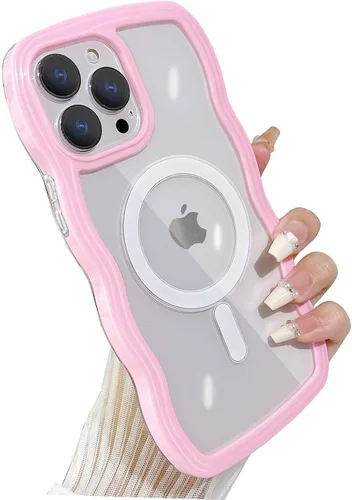 Miniatura 16 de Yeddabox Magsafe - Funda compatible con iPhone 13, diseño de ondas, lindo marco de colores de caramelo con ondas de agua, a prueba de golpes