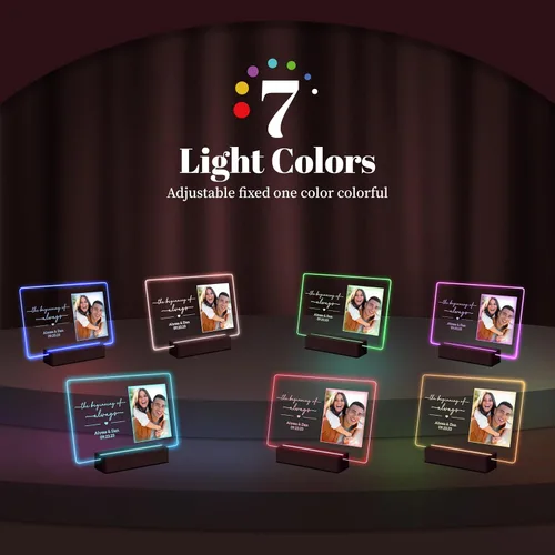 Miniatura 7 de Marcos de fotos personalizados con foto, placa de fotos personalizada con luz nocturna para ella, él, novia, novio, regalos de boda para esposa