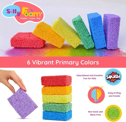 Miniatura 2 de Espuma Tonta, Cuentas de Espuma de Modelado Creativo, Paquete de 2 de 6 Primarios + 6 Bloques Pastel Neón, Sin Slime Sin Desorden, Perfecto