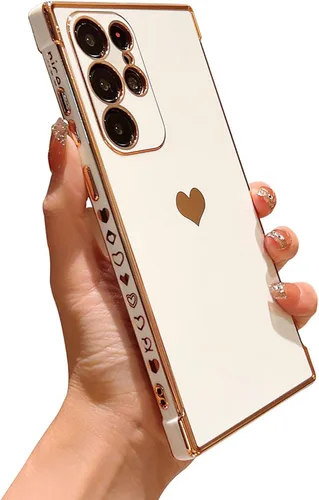 Miniatura 16 de phylla Funda de teléfono compatible con Samsung Galaxy A12 de 6.5 pulgadas, lindo corazón chapado en oro, elegante funda de lujo para mujer