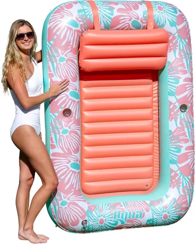 Miniatura 10 de Aqua Inflatable Tanning Pool Lounger, Premium Pool Float with Cupholders and Removeable Pillow for Relaxation and Fun