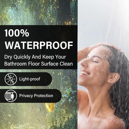 Miniatura 2 de Cortinas de ducha de bosque encantado, cortinas de ducha verdes de jardín natural para baño, divertida decoración de baño de poliéster impermeable
