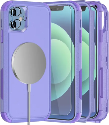 Miniatura 11 de Diverbox - Funda para iPhone 12 a prueba de golpes y caídas, protector de pantalla de vidrio templado, funda protectora de alta resistencia