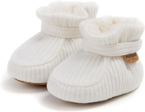 Miniatura 46 de Botines de forro polar para bebés, niños y niñas, pantuflas antideslizantes con agarre suave, zapatos de calcetín para recién nacidos, cuna