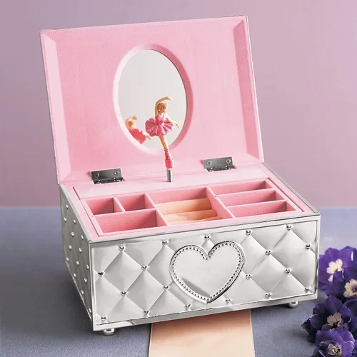 Miniatura 5 de Joyero de bailarina de metal para recuerdos de la niñez de Lenox, Metal, Blanco, individual