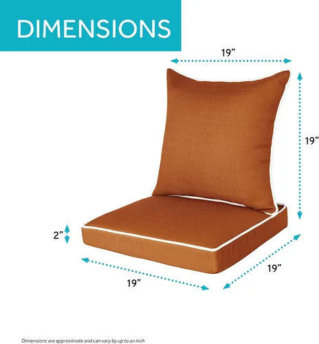 Miniatura 6 de Suntastic O'Linen - Juego de 4 cojines y almohadas de comedor de lujo para exteriores e interiores, para muebles de patio, color naranja quemado