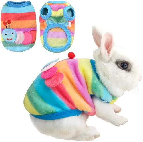 ANIAC Disfraz para mascota, ropa de conejo, chaleco suave de conejo, camiseta acogedora para gatito, hurón, chihuahua, cachorro y animales pequeños