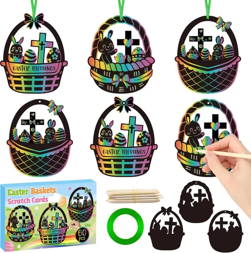 Miniatura 12 de CY2SIDE Tarjetas de rascar de gato negro de Halloween - Juego de 60 piezas de tarjetas de ornamento espeluznante de Halloween para niños, kit