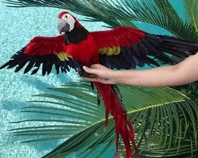 Factory Direct Craft - Pájaro loro tropical grande con plumas - Pájaro loro realista para accesorios de fotos, exhibiciones temáticas de playa de