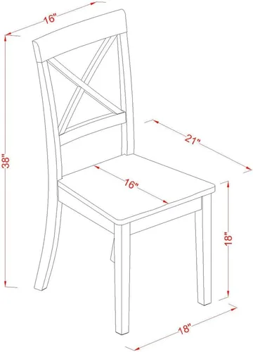 Miniatura 6 de East West Furniture CABO5-LWH-LC - Juego de mesa de comedor moderno de 5 piezas, incluye una mesa rectangular de madera y 4 sillas de comedor