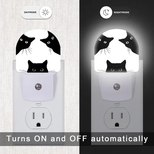 Miniatura 4 de Luz nocturna de gato, luces nocturnas de gato negro enchufables a la pared, lámpara LED con sensor de atardecer a amanecer, 0.5 W para niños, niñas