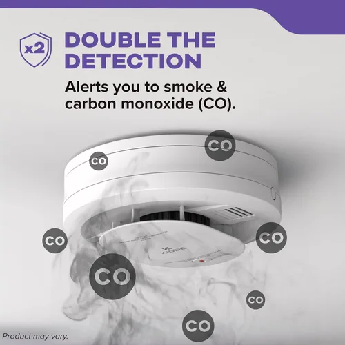 Miniatura 3 de Kidde Detector de humo y monóxido de carbono, funciona con batería de 10 años, con alertas de voz, luces de estado LED, alarma de 85 dB, 5 pulgadas