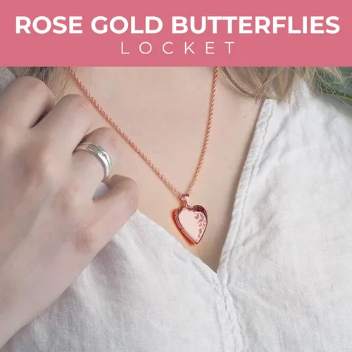 Miniatura 2 de Collar con medallón de fotos de corazón chapado en oro rosa de 34 pulgadas x 34 pulgadas incluye cadena de 18 pulgadas collares personalizados