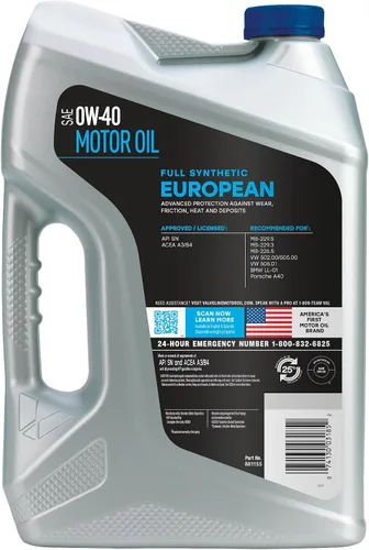 Miniatura 2 de Valvoline - Aceite de motor sintético completo para vehículos europeos 0W-40, 5 cuartos de galón