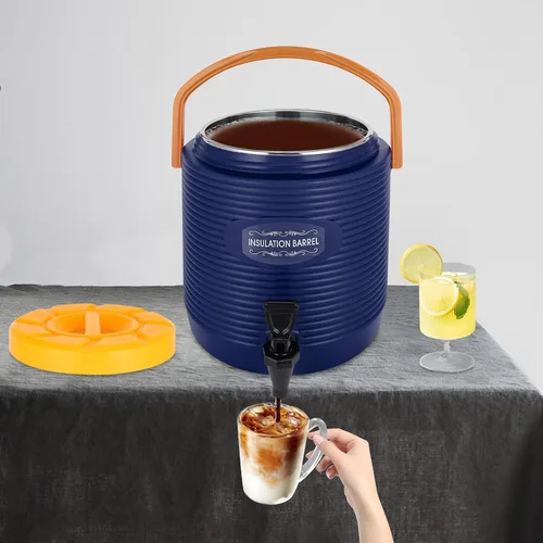 Miniatura 5 de Dispensador aislado de bebidas de acero inoxidable de 13 litros/3.4 galones, dispensador de bebidas frías y calientes con mango y grifo, dispensador