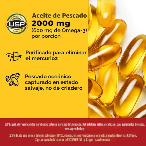 Miniatura 3 de Nature Made - Suplementos de aceite de pescado Omega 3, 2000 mg por porción en cápsulas blandas, aceite de pescado Omega 3 para el apoyo a la salud