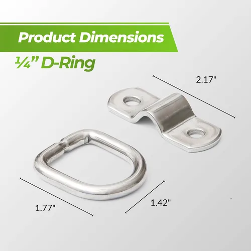 Miniatura 2 de Cavo 10 PCS anclajes de amarre de anillo en D de acero de 1/4", kit de anillos de amarre resistentes de 2400 libras para remolque, camioneta, zinc