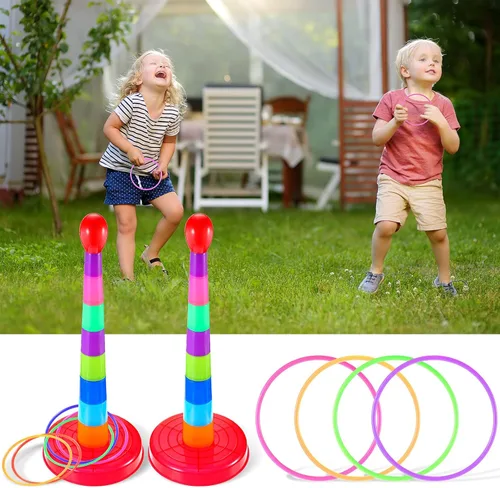 Miniatura 6 de Sumind Juego de 2 juegos de 18 pulgadas de plástico colorido para lanzar anillos deportivos para la mayoría de las edades