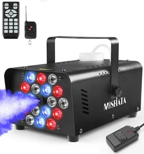 Miniatura 8 de MOSFiATA - Máquina de niebla con luz de discoteca 600W, máquina de humo con luces LED RGB, pulverización de 2300 CFM, control remoto, perfecta