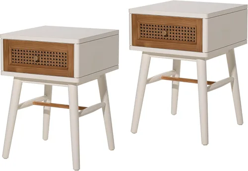 Miniatura 18 de COZAYH Mesita de noche de estilo granja moderna completamente ensamblada con líneas limpias, mesa auxiliar con 1 cajón, negro