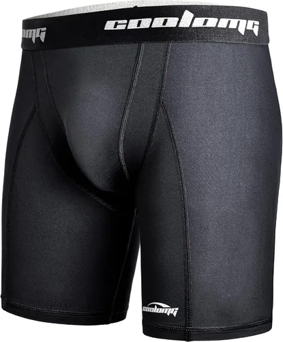 COOLOMG Pantalones cortos de compresión para hombre, con bolsillo para tazas, ropa interior deslizante para béisbol, fútbol, lacrosse, sin copa