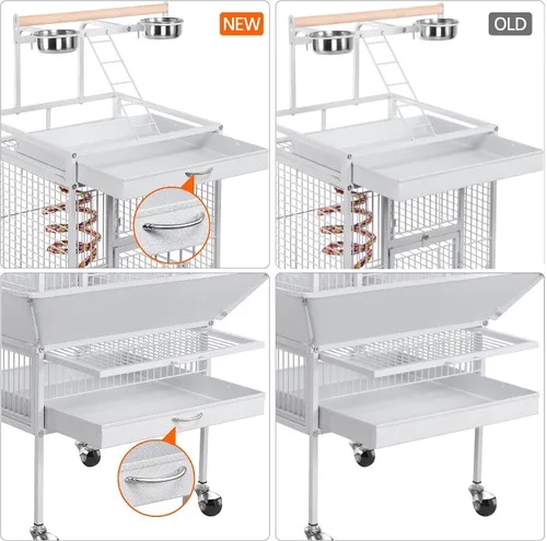 Miniatura 3 de Topeakmart Jaula grande para pájaros de loro de 61 pulgadas, selección de hierro forjado, color blanco