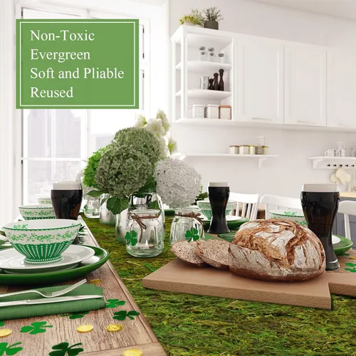 Miniatura 4 de Jutom Camino de mesa de musgo seco preservado, rollo de musgo verde artificial para decoración de mesa, jardines de hadas, bodas, manualidades