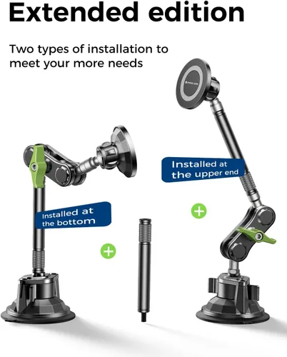 Miniatura 8 de MAGIC JOHN Soporte magnético para teléfono de coche [fuerte succión y fuerte magnético] Soporte de teléfono ajustable de 360° para parabrisas, metal