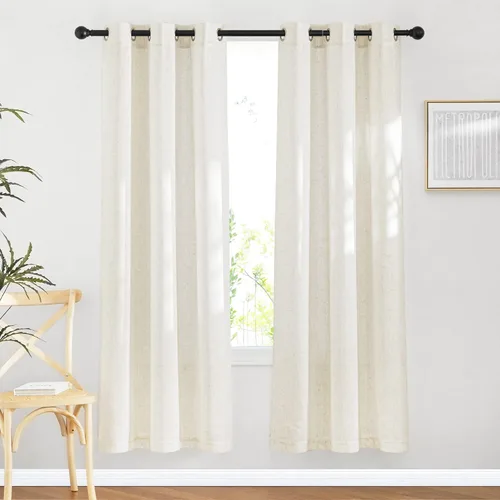 Miniatura 154 de NICETOWN Cortinas de lino traslúcidas con textura de lino de 84 pulgadas de largo, con ojales semitraslúcidos, tratamientos de ventana, privacidad