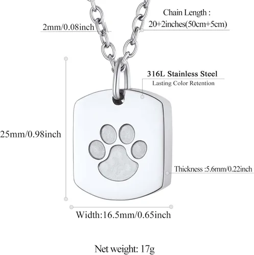 Miniatura 139 de FindChic Collares personalizados con urna para cenizas, barra vertical, gato, luna, reloj de arena, garra de perro, acero inoxidable, chapado en oro