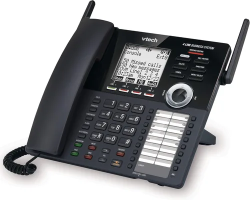 Miniatura 3 de VTech AM18447 - Consola principal 4 líneas expansible para pequeñas empresas, sistema de teléfono de oficina con contestadora, intercomunicador