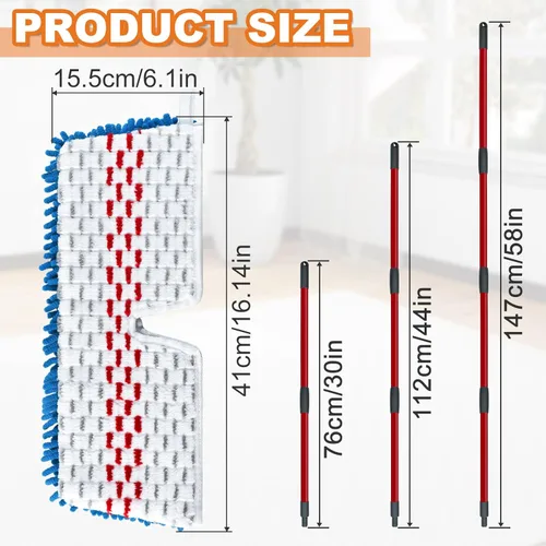 Miniatura 3 de Trapeadores de microfibra para limpieza de suelos, trapeador plano para uso húmedo y seco, trapeador de polvo para suelos de madera dura con 3