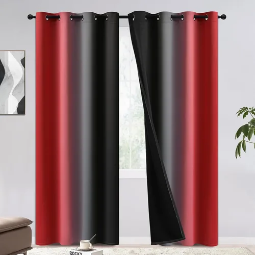 Miniatura 28 de COSVIYA - Cortinas 100% opacas y visillos con ombre, cortinas negras de 63 pulgadas de largo, 2 paneles, cortinas de oscurecimiento total