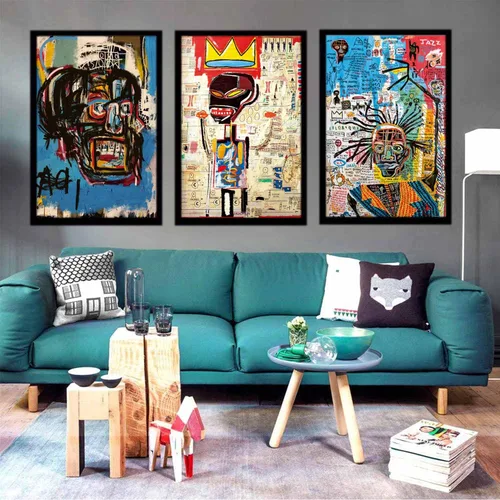 Miniatura 7 de 3 piezas de arte callejero de grafiti azul para decoración de pared, arte moderno, estética, lienzo, pintura, pintura abstracta, póster de hombre