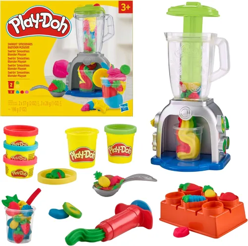 Play Doh Swirlin' Smoothies Juego de Licuadora de Juguete, Electrodomésticos de Cocina de Juego, Juguetes de Artes y Manualidades para Niñas y Niños