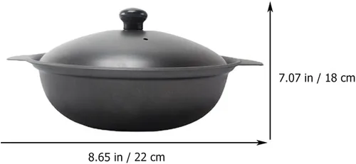 Miniatura 3 de Cabilock Hogar Pequeño Hierro Pot Basics Esmalte Hierro Fundido Claypot: Sartén Cazuela Cubierta 7.1 in Olla De Arcilla Olla De Arroz