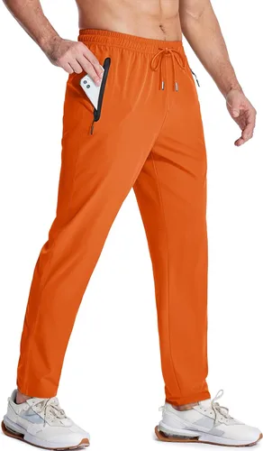 MAGCOMSEN Pantalones de senderismo ligeros para hombre, de secado rápido, con bolsillos con cremallera, parte inferior abierta, pantalones de