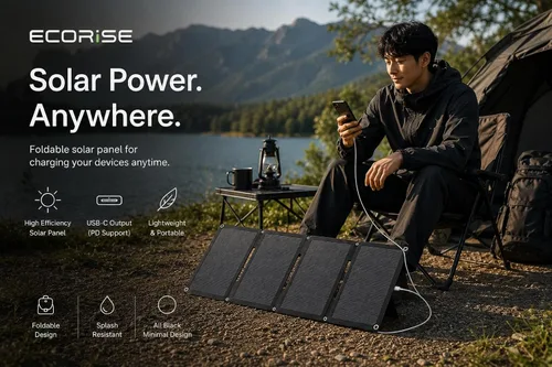 Miniatura 3 de Cargador de panel solar de 28 W, cargador solar portátil plegable con USB-C y salidas USB-A dobles para teléfonos, tabletas, bancos de energía