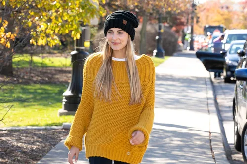 Miniatura 7 de Gorro Funky Junque exclusivo para mujer, gorro holgado de gran tamaño, gorro cálido de punto acanalado