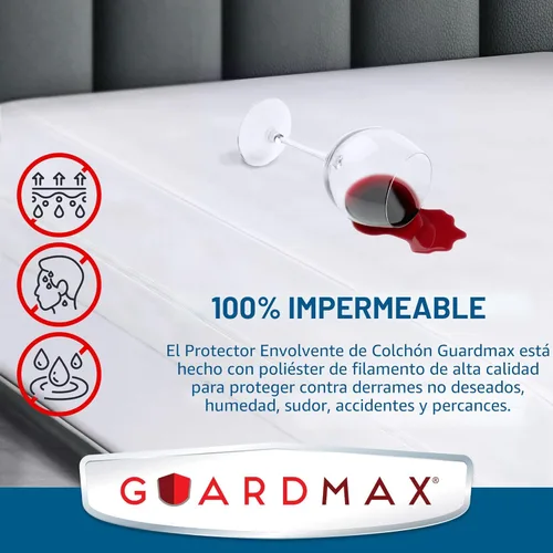 Miniatura 3 de Protector de colchón Guardmax con cremallera funda contra insectos para cama 100% impermeable suave, hipoalergénico y transpirable 1 - Blanco