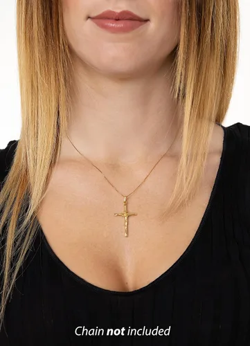 Miniatura 2 de Lucchetta - Colgante de oro de 14 quilates con cruz cristiana católica y cristiana de Italia, regalos religiosos para pulseras y collares, Metal, No