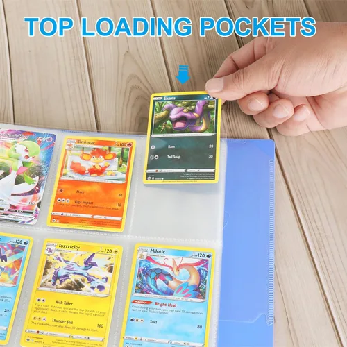 Miniatura 5 de ABLY 540 bolsillos de doble cara para tarjetas intercambiables, 9 bolsillos, protectores de tarjetas de juego de plástico transparente