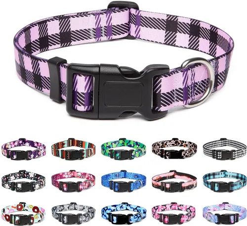 Miniatura 27 de Mercano Collar ajustable para perros - Diseños especiales con patrones, collar suave de nylon cómodo y resistente para perros pequeños, medianos