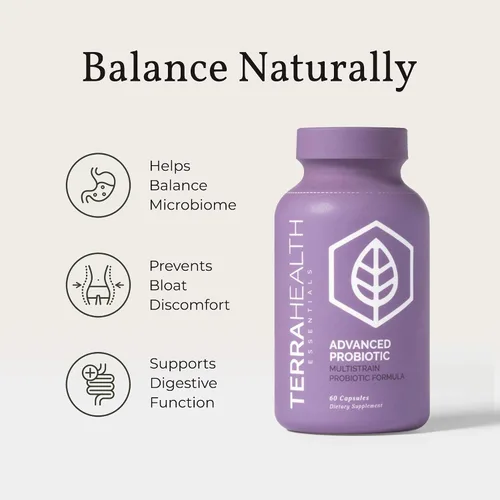 Miniatura 4 de Terra Health Essentials Probióticos avanzados 50 mil millones de UFC Reduce la hinchazón y los gases, apoyo inmunológico Suministro para 30