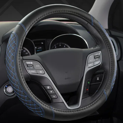 Miniatura 8 de Funda para volante West Llama de fondo plano para Hyundai, funda para volante en forma de D para Tucson, Sonata, Elantra, Santa Fe, Genesis, Sonata