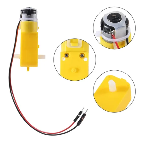 Miniatura 2 de ACEIRMC 8 unids TT DC Motor de caja de cambios de doble eje 3-6V Motor de engranajes 200RPM Ratio 1:48 Motor de eje con cable de 0.100 in