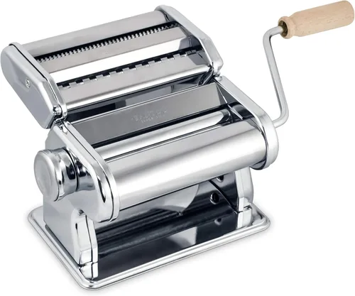 Fante's Máquina de Pasta Clásica de Doble Cortador, Prensa de Fideos de Manivela con Ajustes de Grosor Ajustables para Pasta Casera Fresca,