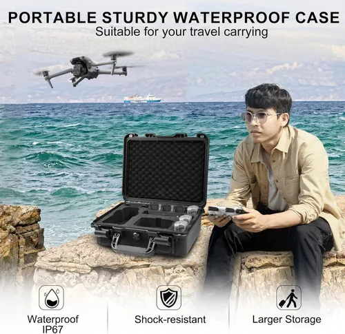 Miniatura 7 de Lekufee Funda rígida impermeable para DJI Air 3S, Air 3 Drone, Fly More Combo, batería, DJI RC Pro 2, RC 2, RC N3/N2 y accesorios (solo funda)