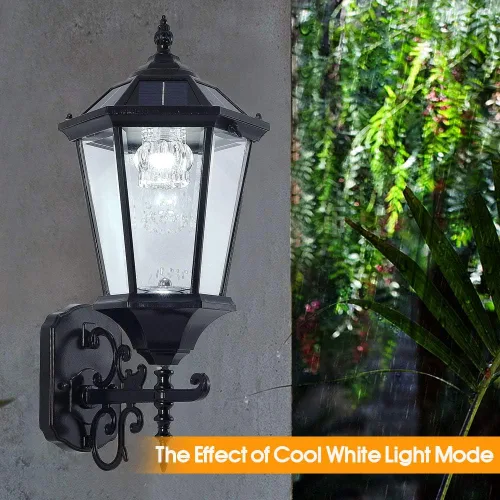 Miniatura 5 de Lámpara solar decorativa de pared para exteriores, linterna de pared impermeable del atardecer al amanecer, lámpara LED de montaje en pared, 21