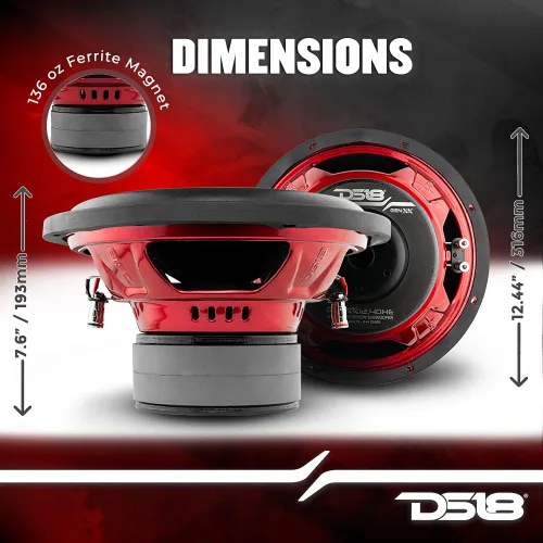 Miniatura 3 de DS18 GEN-XX12.4DHE - Subwoofer para automóvil de alta excursión de 12 pulgadas, 1000 vatios, bobina de voz dual máxima, 4+4 ohmios (1 altavoz)
